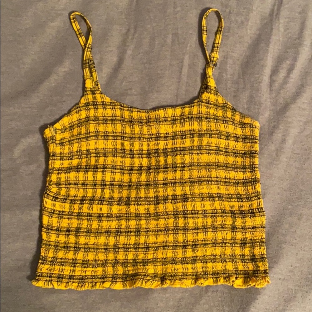 yellow & black cropped tank top